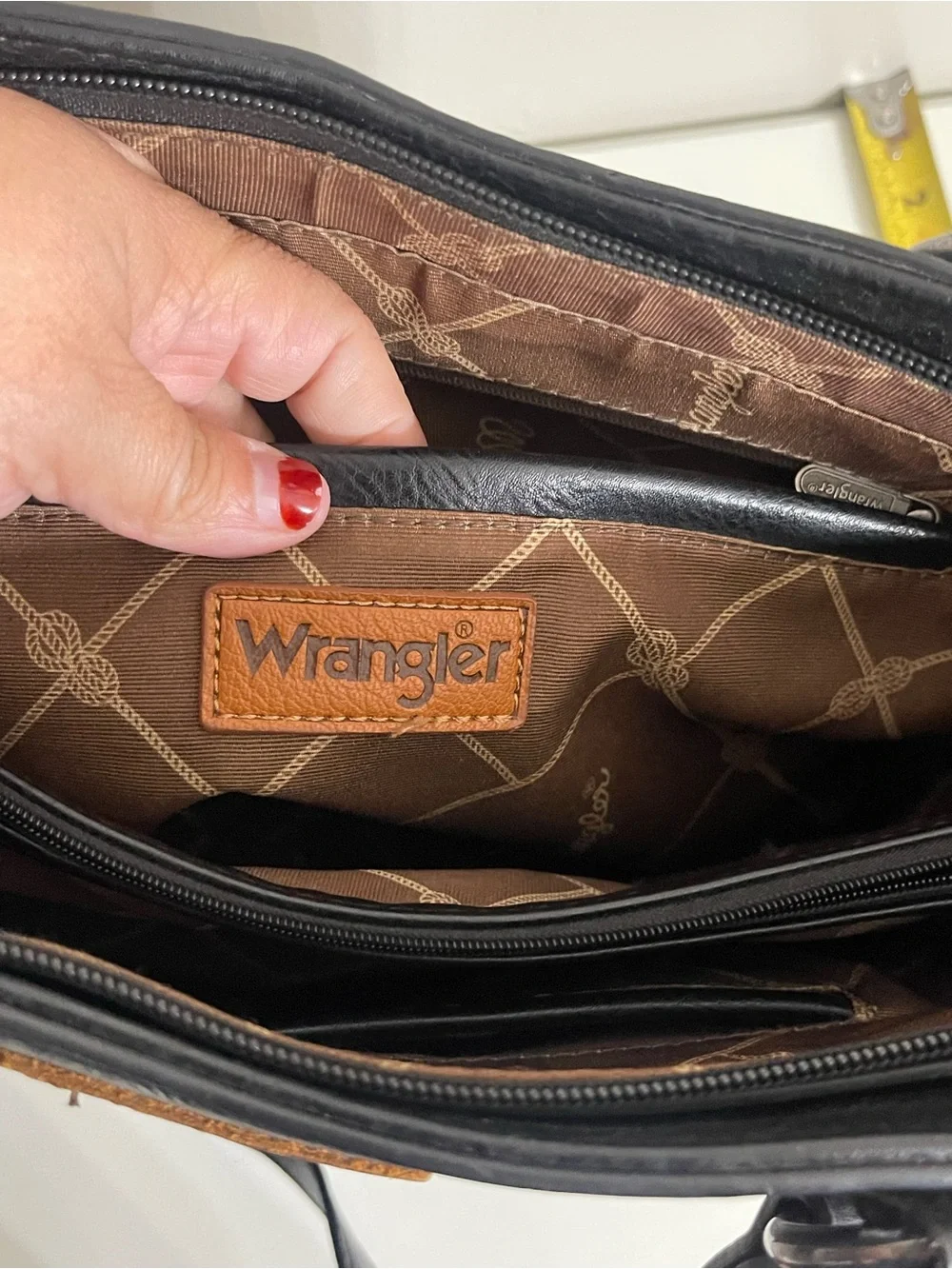 Wrangler Black Studded Shoulder Tote Western